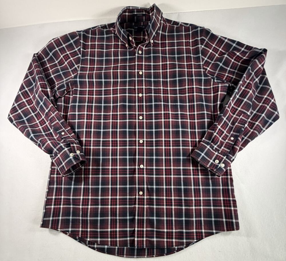 Lands’ End Men’s L/T 16-16.5 Traditional Fit No Iron Twill Plaid Button Down Shi